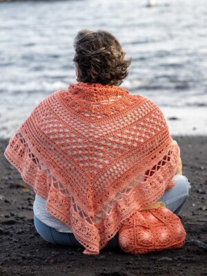 Chal crochet pico color naranja